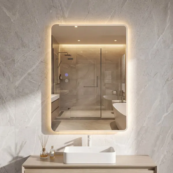 Espejo LED 70x50 cm Para Baño Con Luz Antivaho y 3 Colores Regulables Plata
