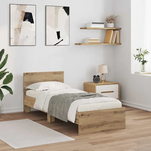Estrutura da Cama com cabeceira Carvalho Artesanal 75 x 190 cm
