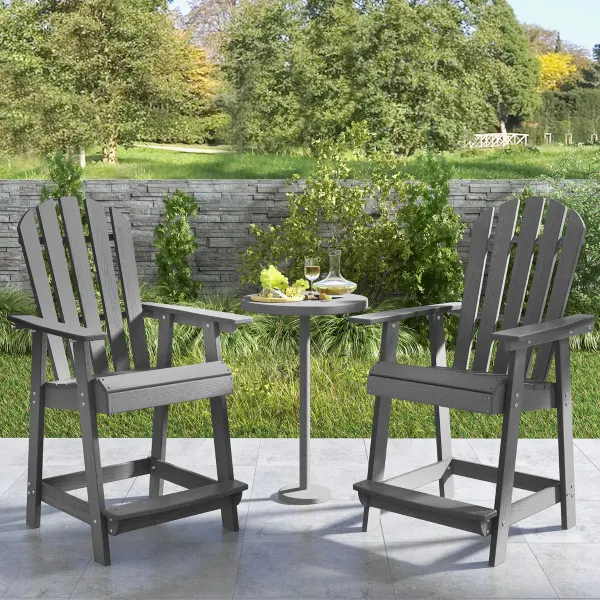 Chaise de Patio en HDPE avec Accoudoirs et Repose-Pieds Adirondack pour Jardin 70×85×119 cm