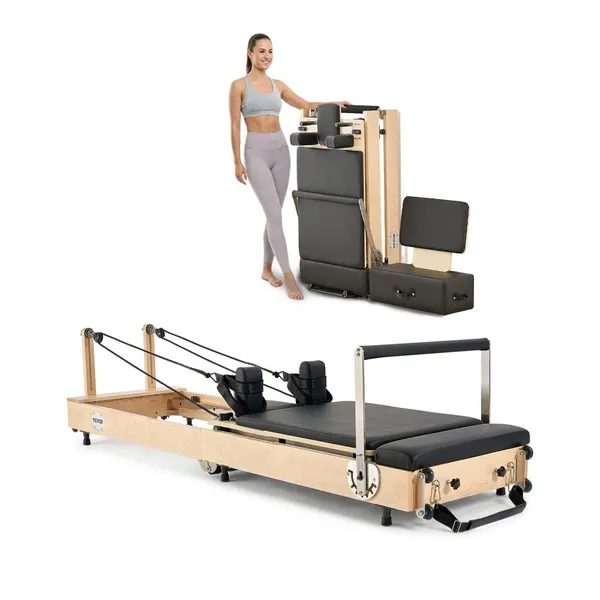 Reformador pilates dobrável 400 lbs mola e corda