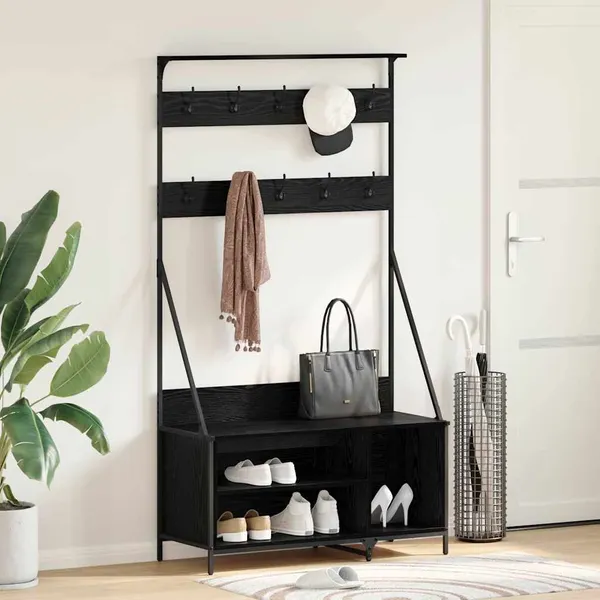 Suporte para Roupas Carvalho Preto 100 x 41 x 184 cm