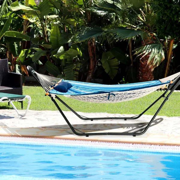 Supporto per Amaca con 2 Catene e 2 Ganci S in Acciaio Nero 280 x 90 x 115 cm