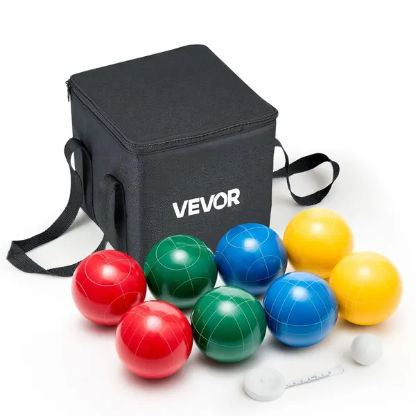 Jogo Boccia 100 mm 8 bolas resina 4 cores até 8 jogadores