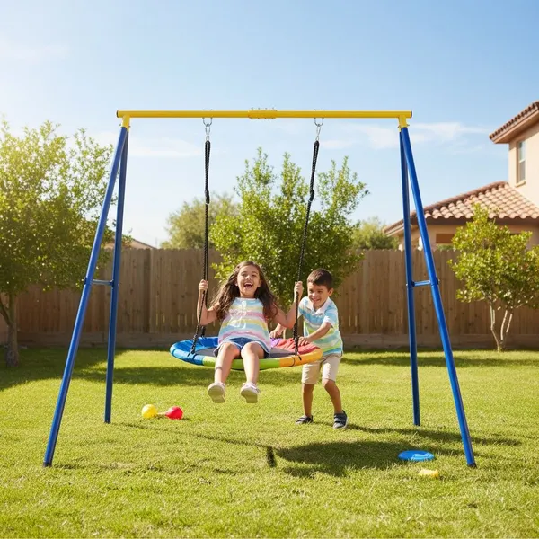 Balançoire Nid 100cm avec Structure en A Réglable - Intérieur et Extérieur