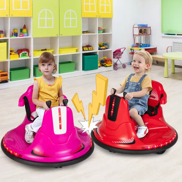 Voiture Électrique Bumper pour Enfants 6V Double Joystick Télécommande Rotation 360°