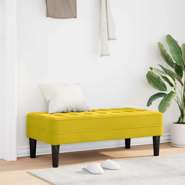 banco com almofada Amarelo 113 x 57 x 39 cm Veludo