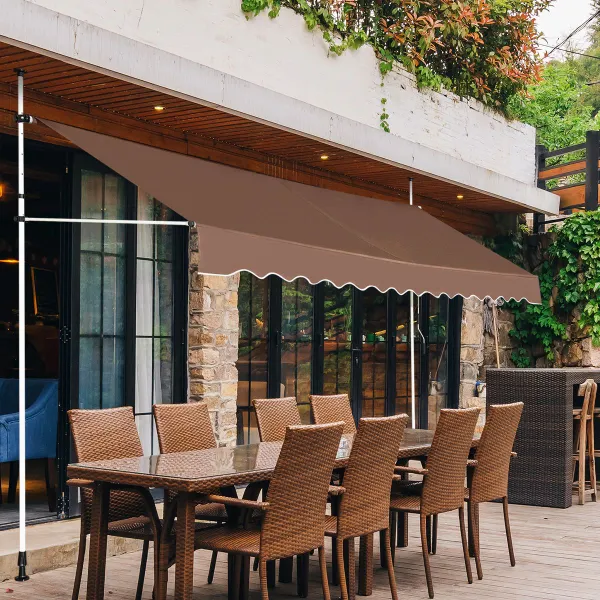Toldo Telescópico Retráctil UV Impermeável com Manivela Altura Regulável 400 cm