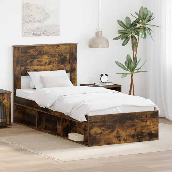 Estrutura da Cama com colchão Carvalho Defumado 90 x 200 cm