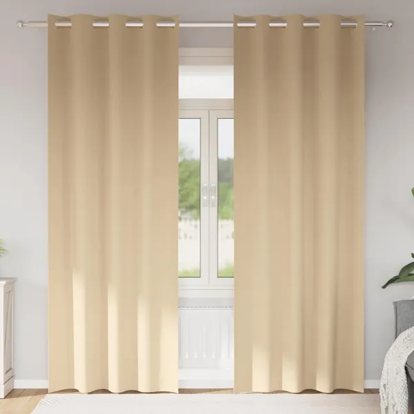 Cortinas Blackout com Argolas 2 pcs Creme 260 x 140 cm