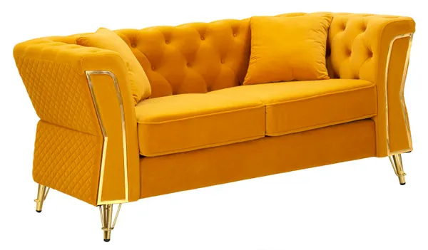 Sofá Emy Ocre con Cojines 162x83x76 cm