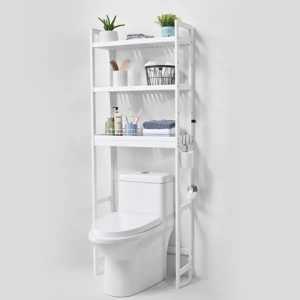 Estante sobre sanita 3 níveis, bambu branco