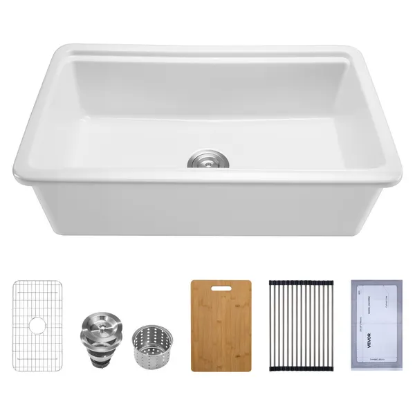 Pia de cozinha 84 cm cerâmica, branca, pega bacia única