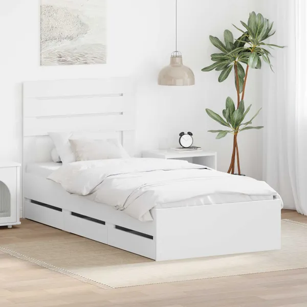 Estrutura da Cama Branco 75 x 190 cm Madeira de Engenharia