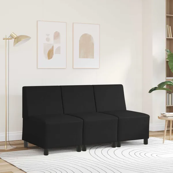| Unidade de Sofá Modular Sem Braços | Preto 55 x 74 x 82 cm
