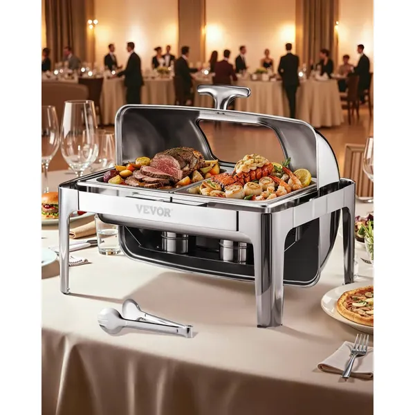Aquecedor buffet 9 Qt aço inox com suporte dobrável