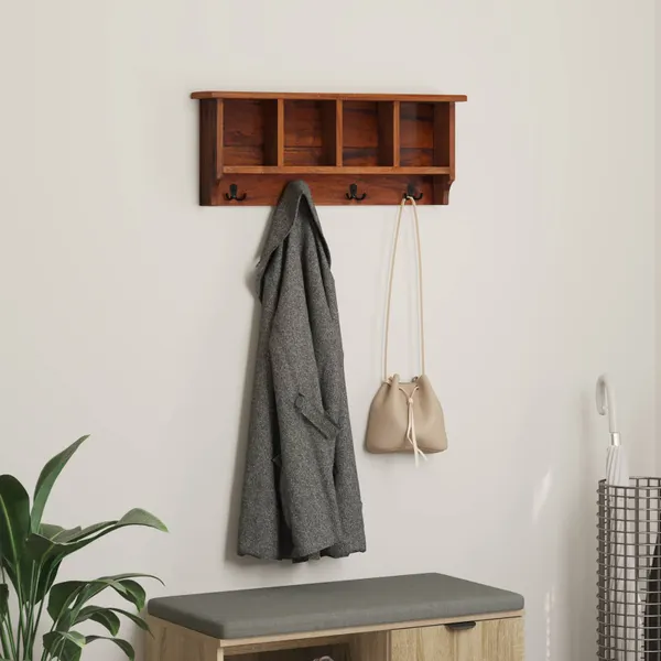 Cabide Castanho 70 x 11 x 27 cm Madeira de Mogno Sólida