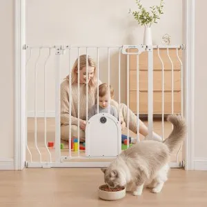 Barreira bebé escadas 75-111cm, com porta gato