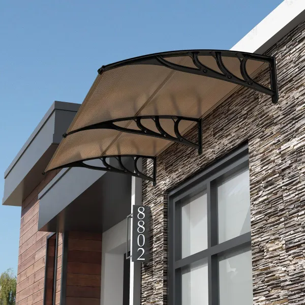 Marquise de Fenêtre Protection Solaire Pluie Neige Vent Auvent Extérieur 199x99x28cm