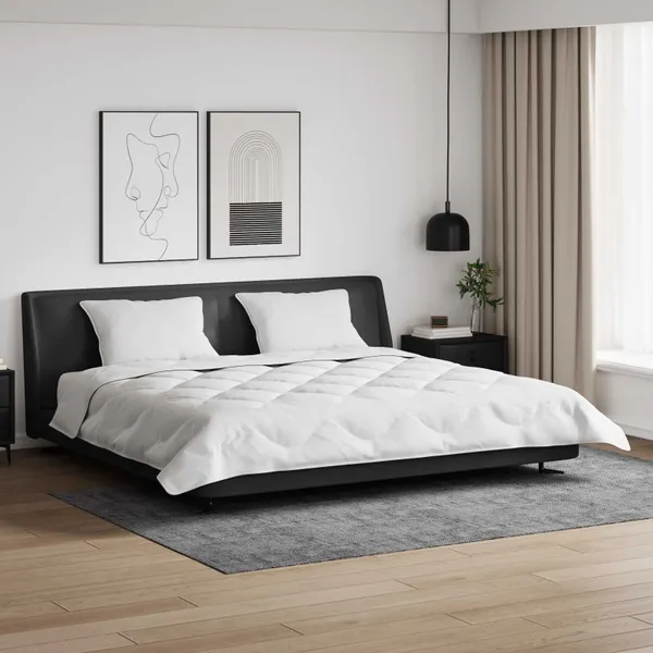 Duvet com Travesseiros 3 pcs Branco Microfibra e Penas de Ganso