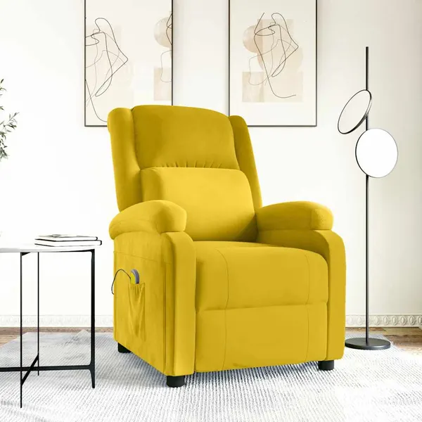 Poltrona de massagens veludo amarelo