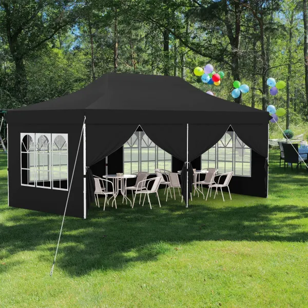 Toldo de 600 x 300 cm con 6 Paredes Laterales Desmontables Carpa con Bolsa de Transporte Dosel Emergente para Fiestas Bodas Barbacoa