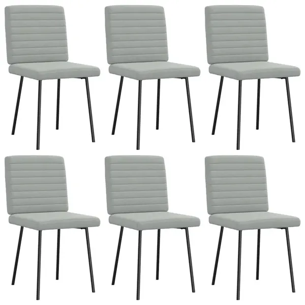 Cadeiras de jantar 6 pcs veludo cinzento-claro