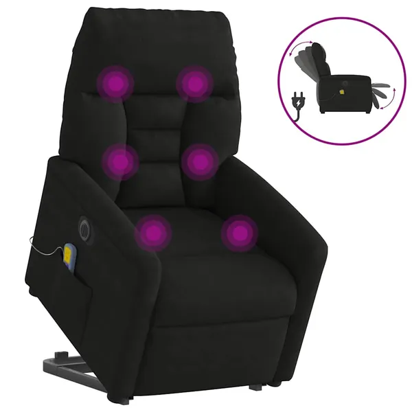 Poltrona de massagens elétrica elevatória microfibra preto