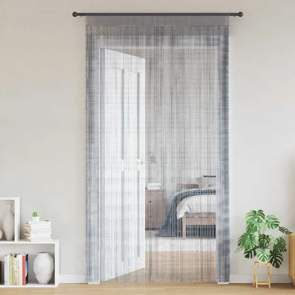 Cortinas de fios 2 pcs 140x250 cm cinzento-claro