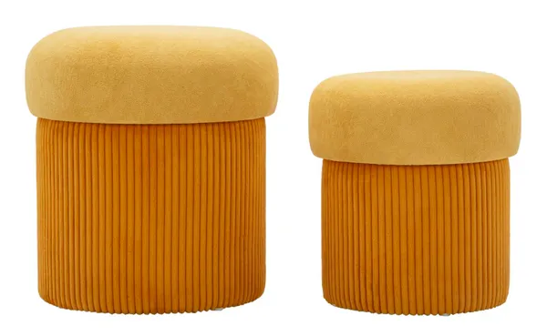 Puf con Contenedor Aspen Mostaza Conjunto 2 piezas ø 42x44-35x37 cm