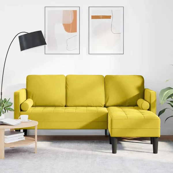 Conjunto de Sofás com almofada Amarelo Poliéster