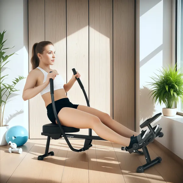 Máquina de Remo para Casa 12 Níveis de Resistência Hidráulica Máquina de Remo com Ecrã LCD para Treino de Fitness em Casa ou Ginásio Capacidade 130 kg Preto