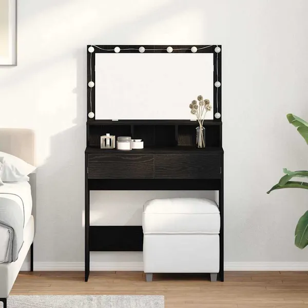 Mesa de vestir com gaveta Carvalho Preto 80 x 41 x 134,5 cm