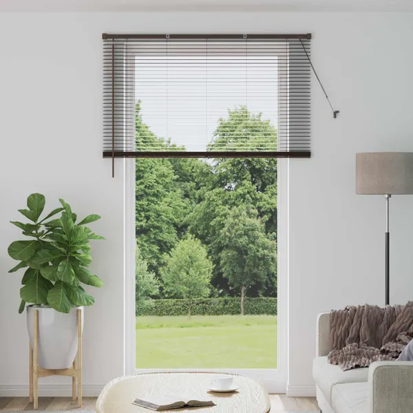 Cortina Veneziana Marrom Escuro com Padrão 213 x 160 cm PVC