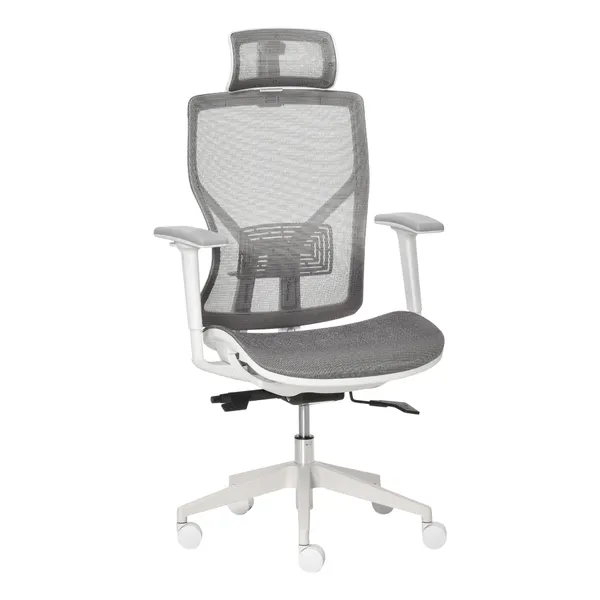 Cadeira de Escritório Giratória Cadeira de Escritório com Altura Ajustável Apoio para os Braços Apoio para a Cabeça e Suporte Lombar Reguláveis Encosto Alto 67x65x120-128cm Cinza