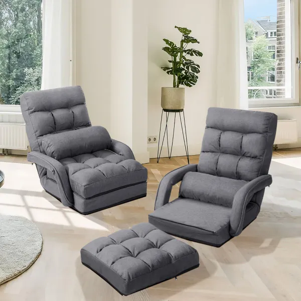 Sofá Perezoso Reclinable Individual con Almohada Multifuncional Cama Plegable
