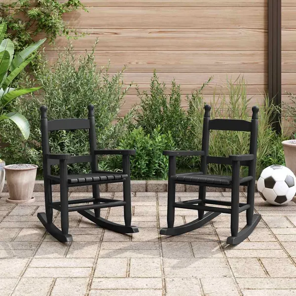 Cadeiras de baloiço infantis 2 pcs álamo maciço preto