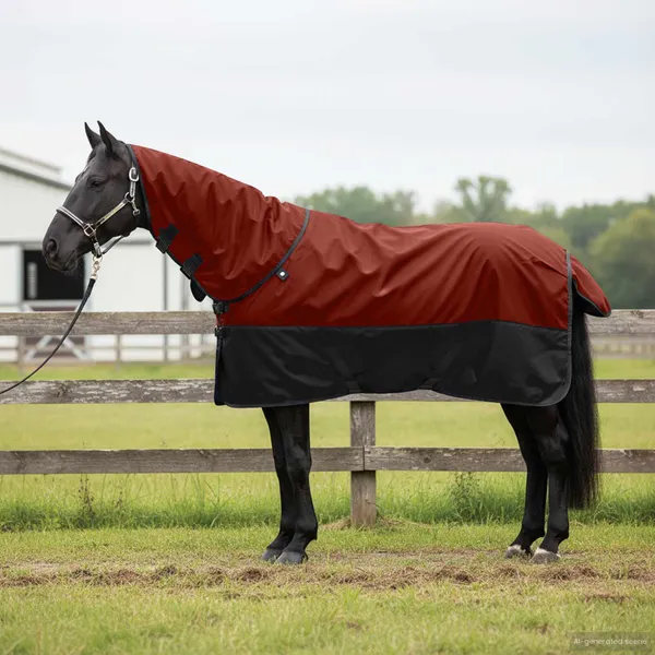 Cobertor de Cavalo Verde Escuro e Preto 145 cm Poliéster