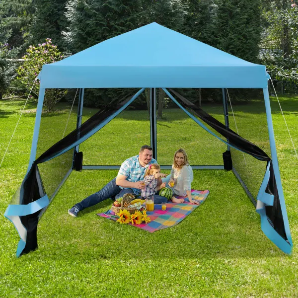 Carpa Plegable 3x3m Instantánea con Paredes Laterales Altura Regulable