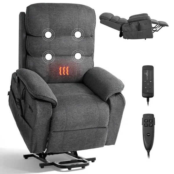 Poltrona elevável elétrica duplo motor, calor e massagem