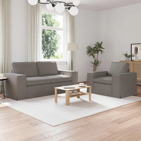 Conjunto de Sofás 2 pcs Cinzento-acastanhado 182 x 80 x 82 cm