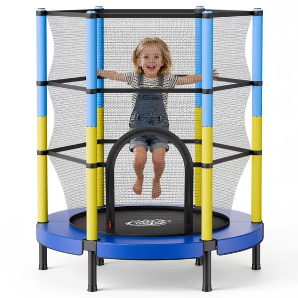 Trampolim miúdos 142cm rede proteção 60kg capacidade