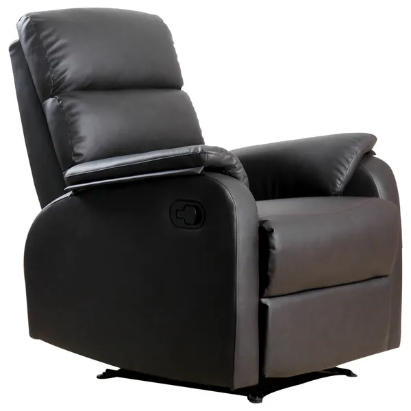Poltrona Relax Reclinável Manualmente Estofada em PU com Apoio para os Pés Retrátil Assento e Encosto Acolchoados para Sala de Estar Escritório Dormitório 75x92x99cm Marrom