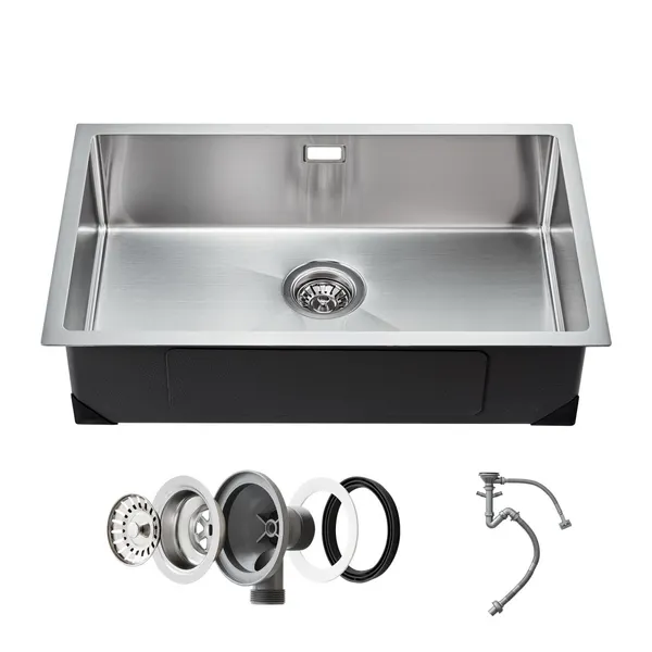 Bancada de pia 70 cm, aço inoxidável 304, cuvette única