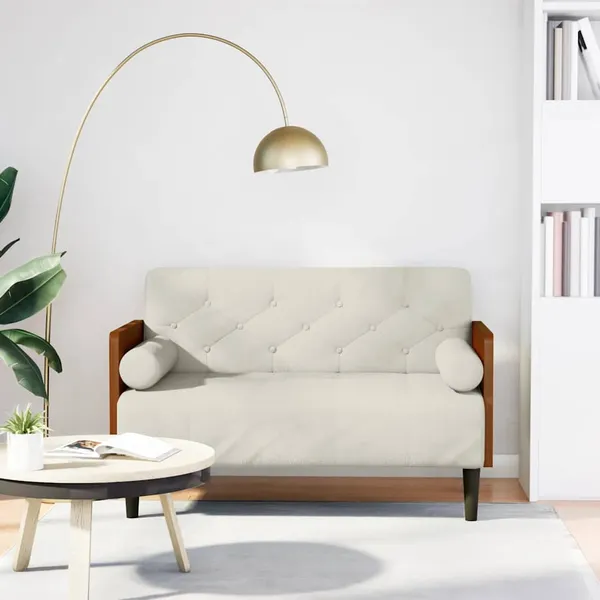 Sofá-luvas com rolos 110 cm veludo creme