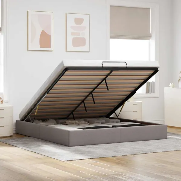 Estrutura de cama otomana sem colchão cinza 180x200 cm tecido