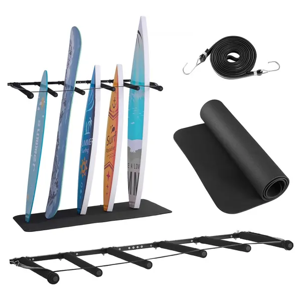 Suporte prancha surf 5 níveis, organizador metal ajustável