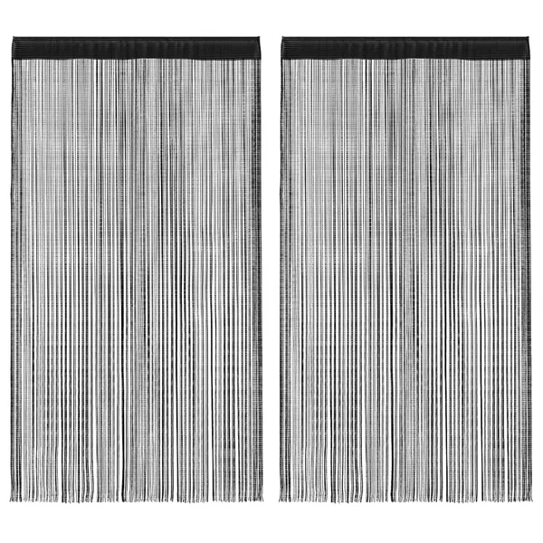 Cortinas de hilos 2 pcs 100x250 cm negro