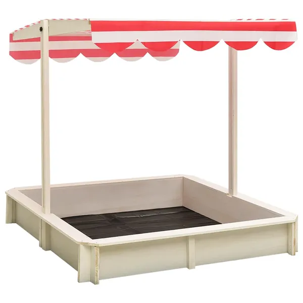 Caixa de areia c/ telhado ajustável abeto UV50 branco/vermelho