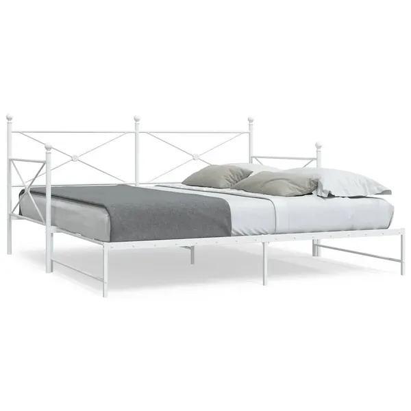 Cama de dia com gavetão sem colchão 107x203 cm aço branco