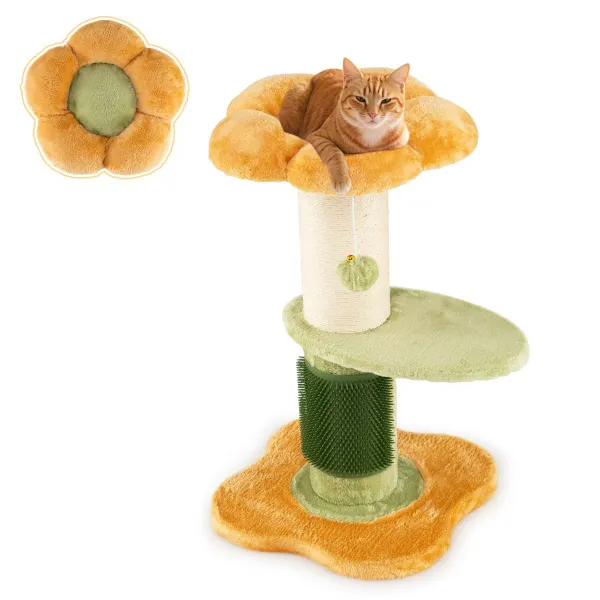 Albero per Gatti Fiori 69 CM - Tiragraffi Sisal e Piattaforma Imbottita